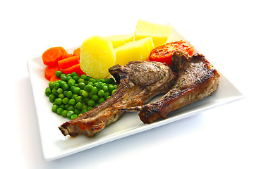 Image showing Grilled lamb chops meal