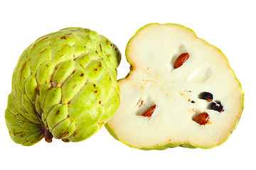 Image showing Custard apple sliced in half