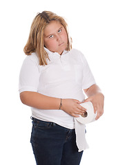 Image showing Girl Holding Toilet Paper