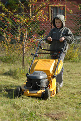 Image showing mowing grass