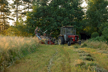 Image showing cutting up hay in a field