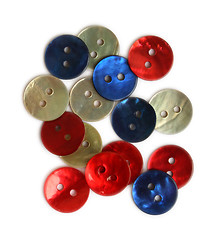 Image showing Red, white and blue buttons
