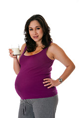 Image showing Healthy pregnant woman with milk