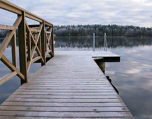 Image showing First winter morning by the lake