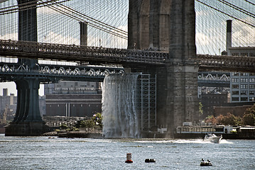 Image showing Detail of Brooklyn Bridge, New York City in August