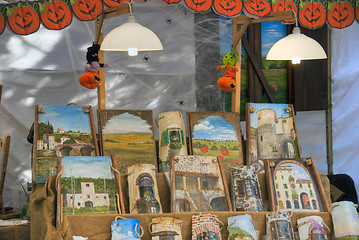 Image showing Paintings in a Market, Lucca, Italy