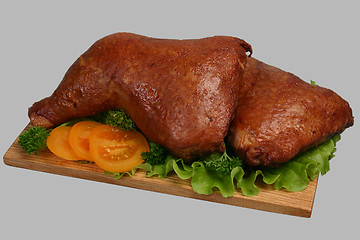 Image showing Smoked chicken on wooden board 2