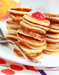 Image showing Sweet mini pancakes with pancake maker