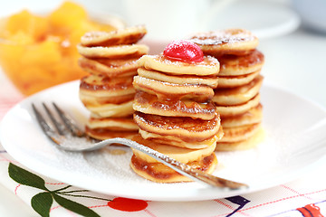 Image showing Sweet mini pancakes with pancake maker