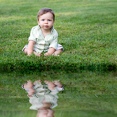 Image showing Cute Baby in the Grass