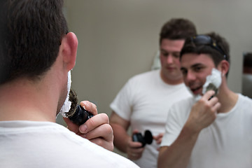 Image showing Groomsmen Shaving