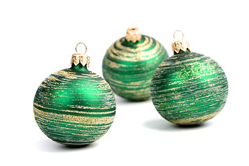 Image showing three green christmas balls