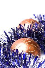 Image showing christmas balls and tinsel