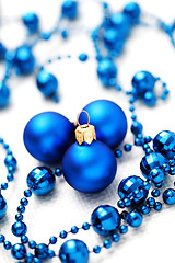 Image showing blue Christmas balls