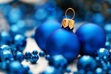 Image showing blue Christmas balls