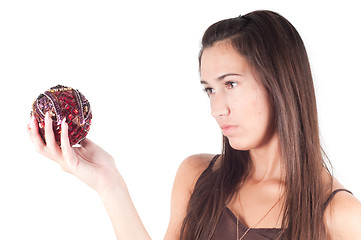 Image showing Brunette with christmas decoration