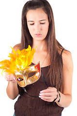 Image showing Woman in carnival mask