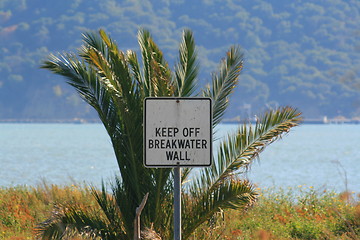 Image showing Keep Off Breakwater Wall Sign