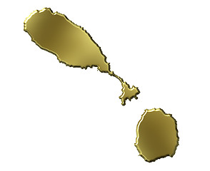 Image showing Saint Kitts and Nevis 3d Golden Map