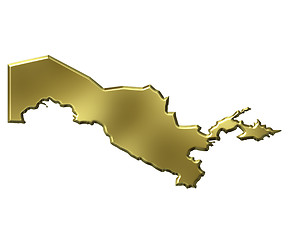 Image showing Uzbekistan 3d Golden Map