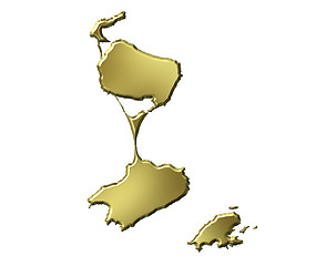 Image showing Saint Pierre and Miquelon 3d Golden Map