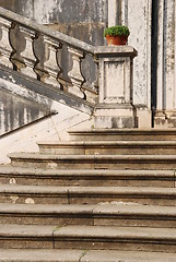 Image showing Architectural detail of a antique staircase with stone steps
