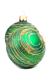 Image showing two green christmas balls