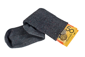 Image showing Australian currency in a sock