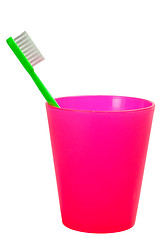 Image showing Children toothbrush and cup