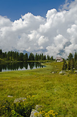 Image showing Lake scenery in the Italian Alps