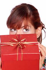 Image showing winter portrait of a beautiful young smiling woman