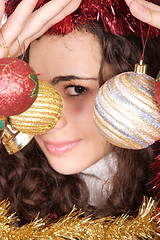 Image showing A model with christmas decorations