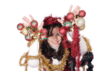 Image showing A model with christmas decorations