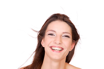 Image showing Closeup portrait of a happy young woman