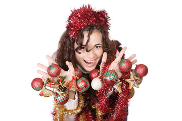 Image showing A model with christmas decorations