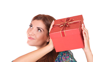 Image showing winter portrait of a beautiful young smiling woman