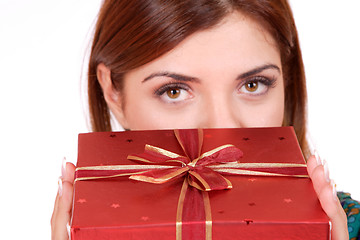 Image showing winter portrait of a beautiful young smiling woman