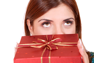 Image showing winter portrait of a beautiful young smiling woman