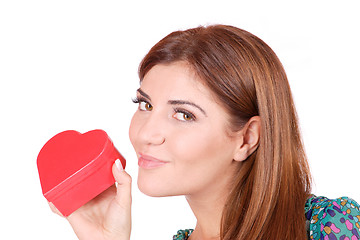 Image showing winter portrait of a beautiful young smiling woman