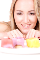 Image showing Attractive woman with a cake