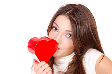 Image showing winter portrait of a beautiful young smiling woman