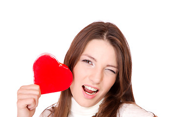 Image showing winter portrait of a beautiful young smiling woman