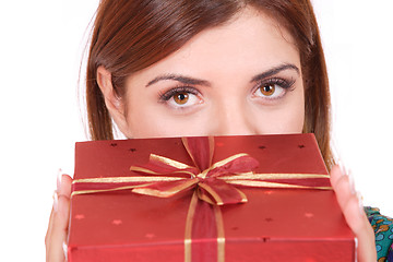 Image showing winter portrait of a beautiful young smiling woman