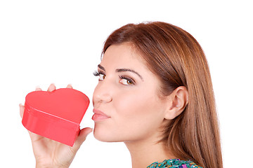 Image showing winter portrait of a beautiful young smiling woman