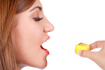 Image showing Attractive woman with a cake