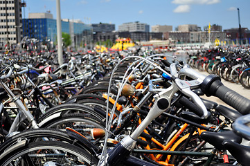 Image showing Bicycle parking in Amsterdam