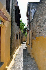 Image showing Narrow street in the medieval town of Rhodes.