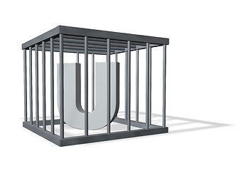 Image showing big U in a cage