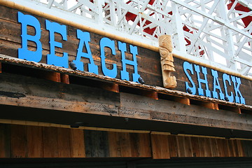 Image showing Beach Shack Sign and Totem Pole