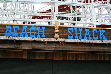 Image showing Beach Shack Sign and Totem Pole